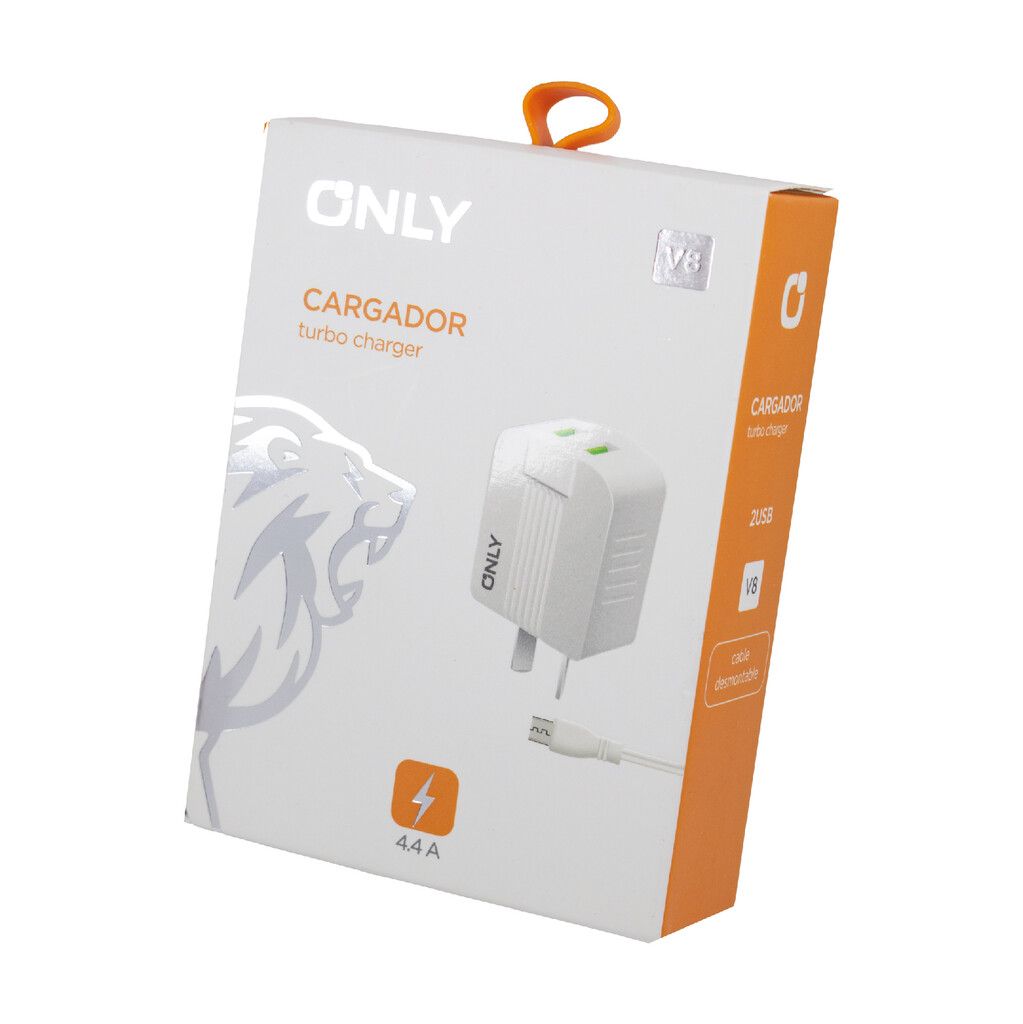 CARGADOR 220V MICRO USB 4.4 A. ONLY 2 USB + CABLE