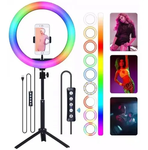 ARO LED 26CM RGB C/ TRÍPODE